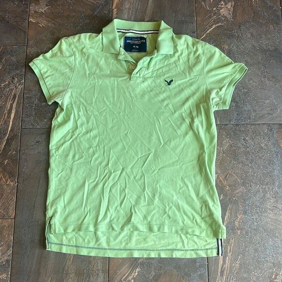 AMERICAN EAGLE OUTFITTERS Men Green Polo Collar
Pure Cotton T-shirt size XL - Picture 3 of 7